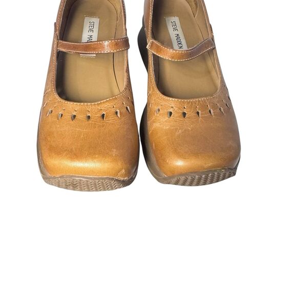 Vintage Y2K Steve Madden Jazmine Brown Leather Chunky Mary Jane Shoe Sz 7.5 B - Picture 6 of 16